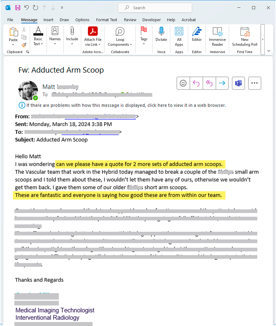 Clinician's thoughts on Adducted Arm Scoop