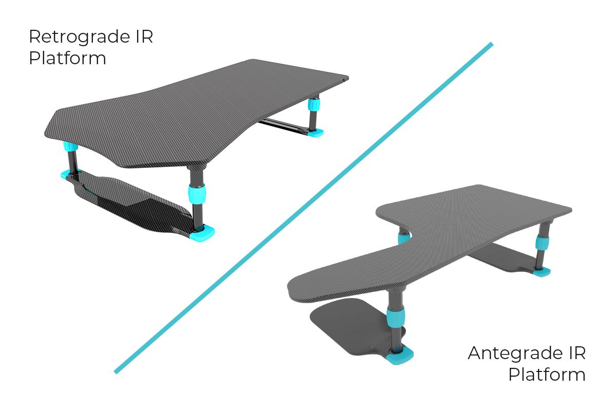 Side by side comparison of the Adept Medical Retrograde IR Platform and the Antegrade IR Platform